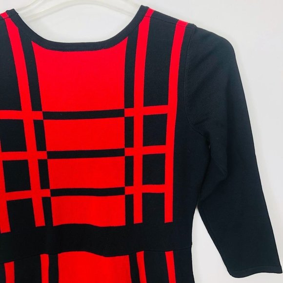 Danny & Nicole Women Knit Dress Medium Red Half Sleeve Midi A-line Sweater New - Picture 6 of 13